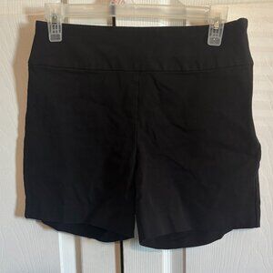Boston Proper Shorts Sz 4 Cotton Stretch Flat Front Side Zip Classic Chic Black